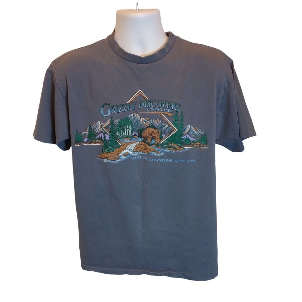 Anvil Gray Short Sleeve Shirt West Yellowstone Montana Sz. L